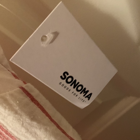 NWT Sonoma cream & mauve striped sleeveless cotton midi-dress w/decor buttons 4x - Picture 6 of 11